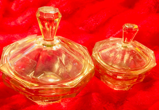 GLASS TRINKET DISHES WITH LIDS