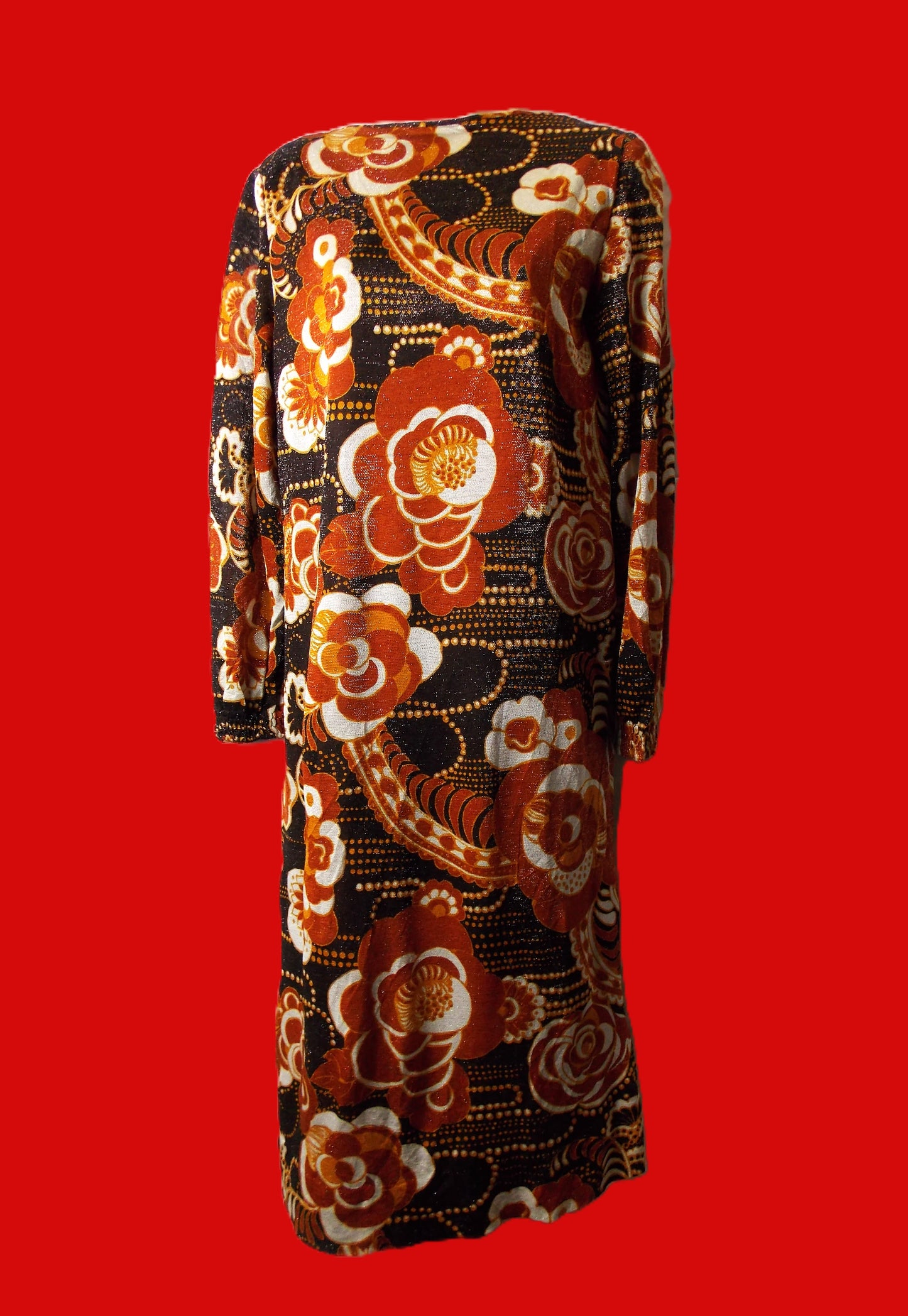 Vintage Bold Flower design mid length dress.