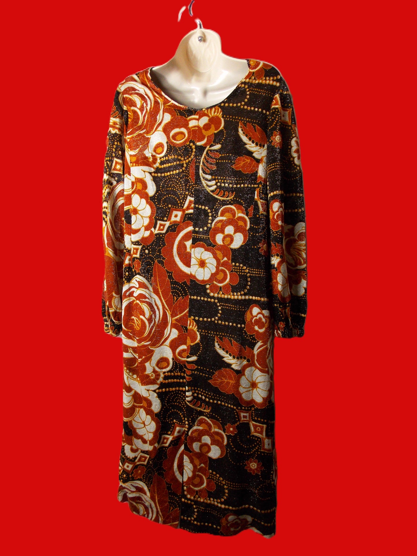 Vintage Bold Flower design mid length dress.