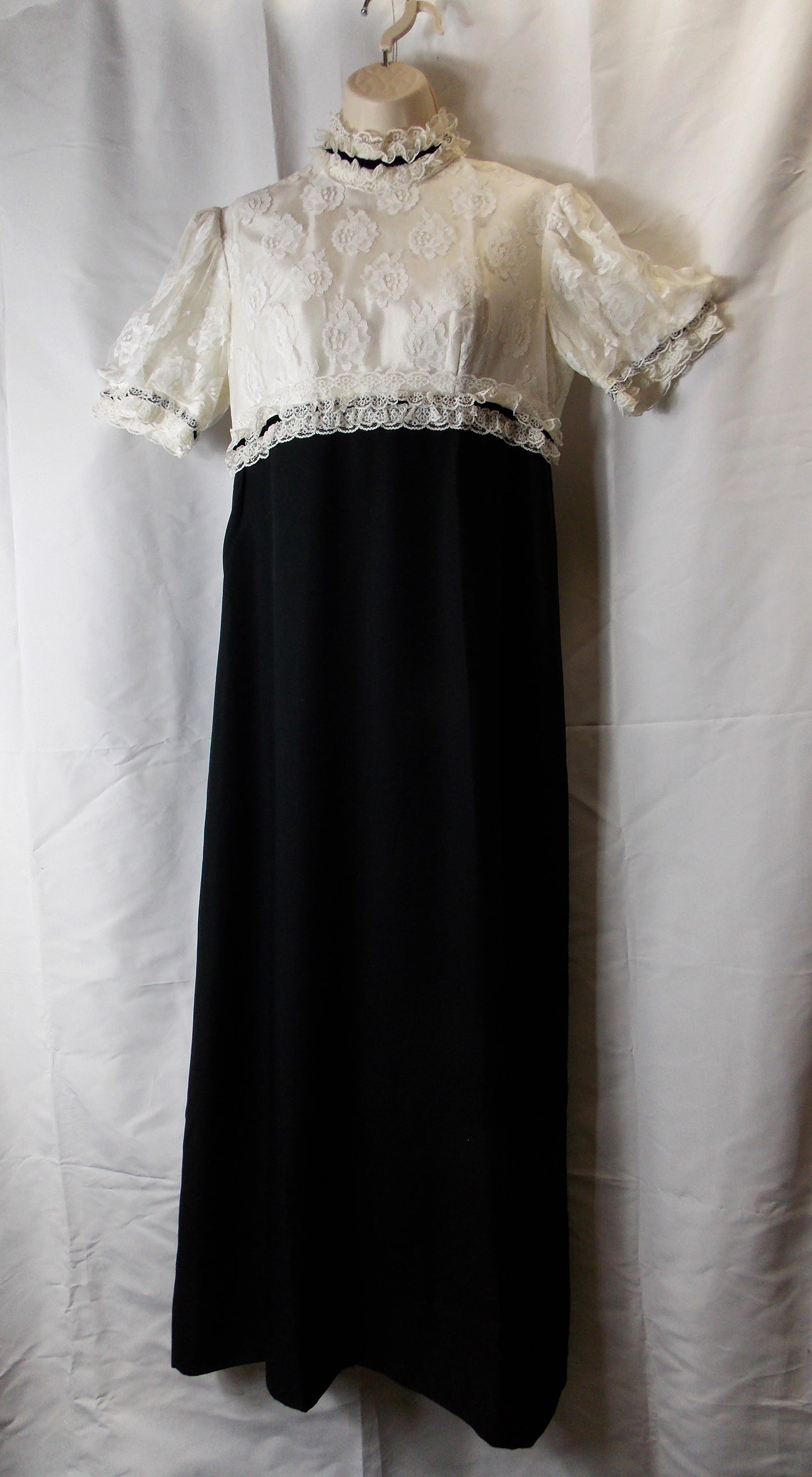 Vintage 1970's Lace top/black skirt Maxi dress