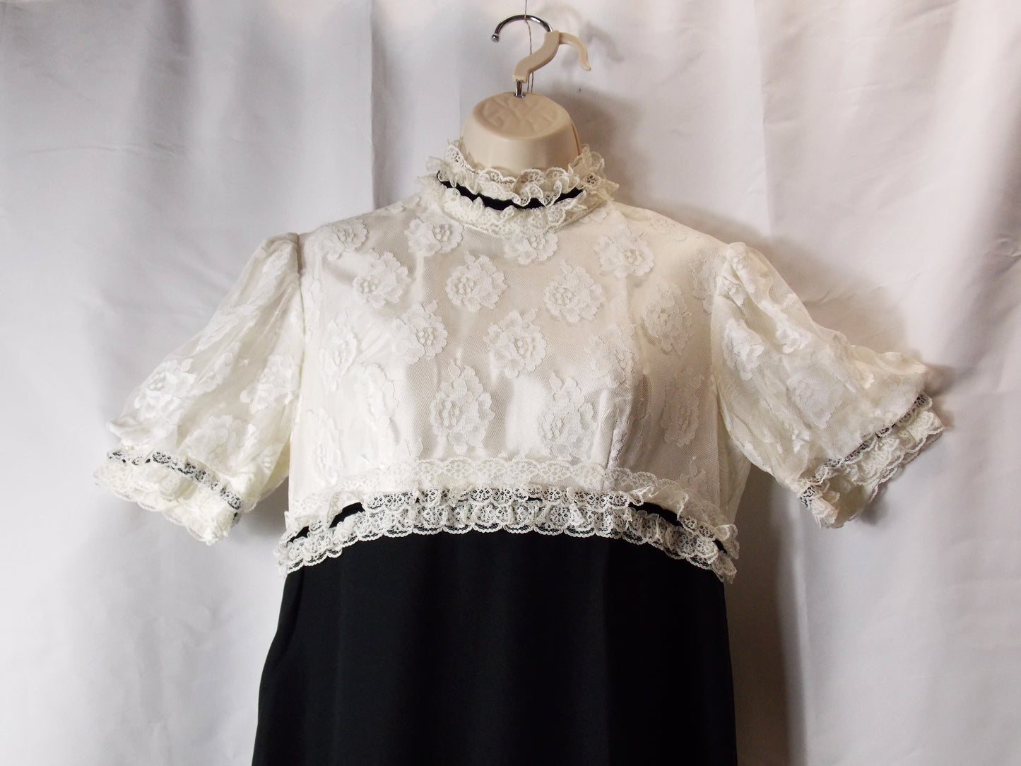 Vintage 1970's Lace top/black skirt Maxi dress