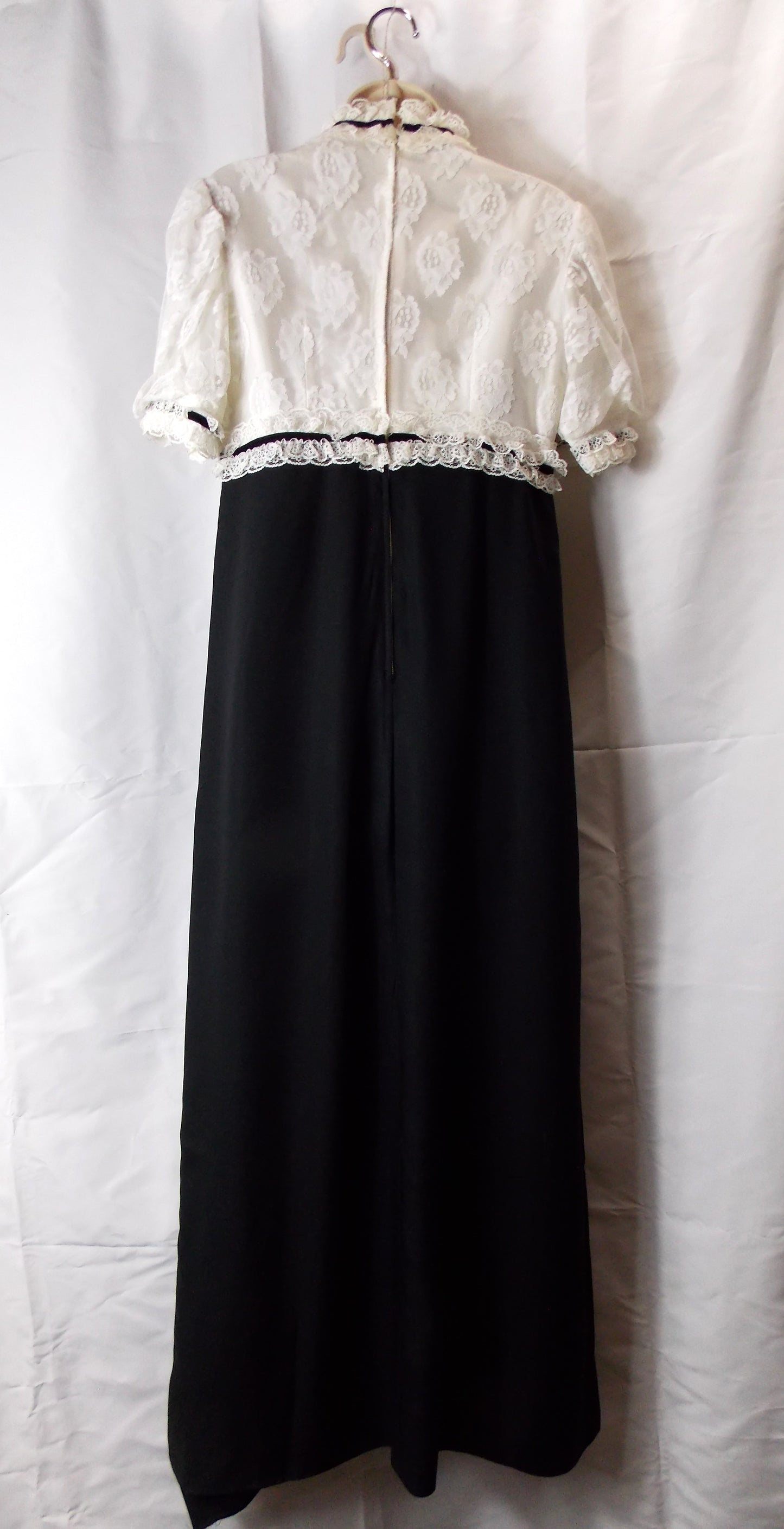 Vintage 1970's Lace top/black skirt Maxi dress