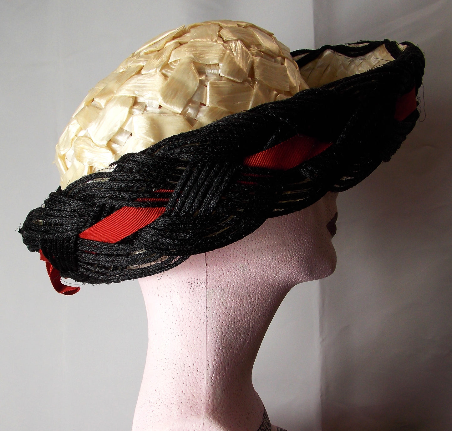 Vintage lacquered Raffia hat