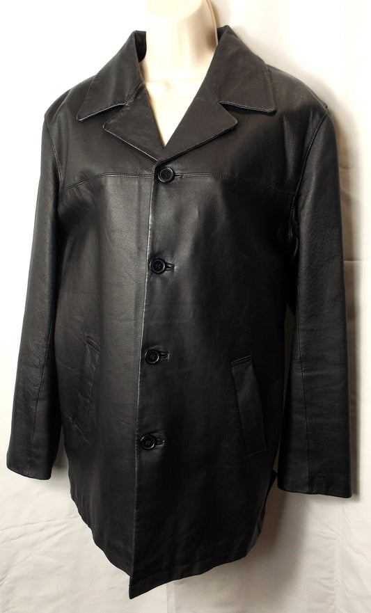 Black Leather 3/4 gents coat.