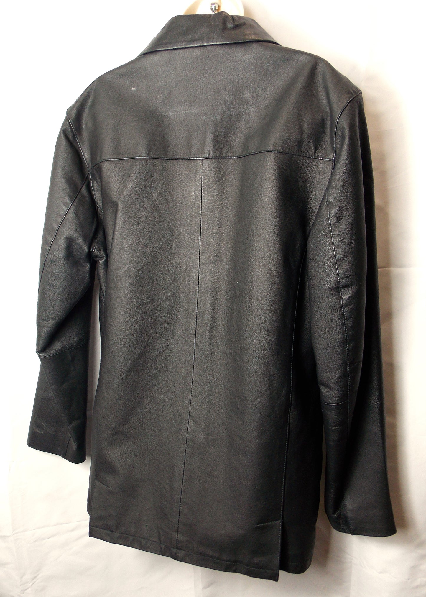 Black Leather 3/4 gents coat.