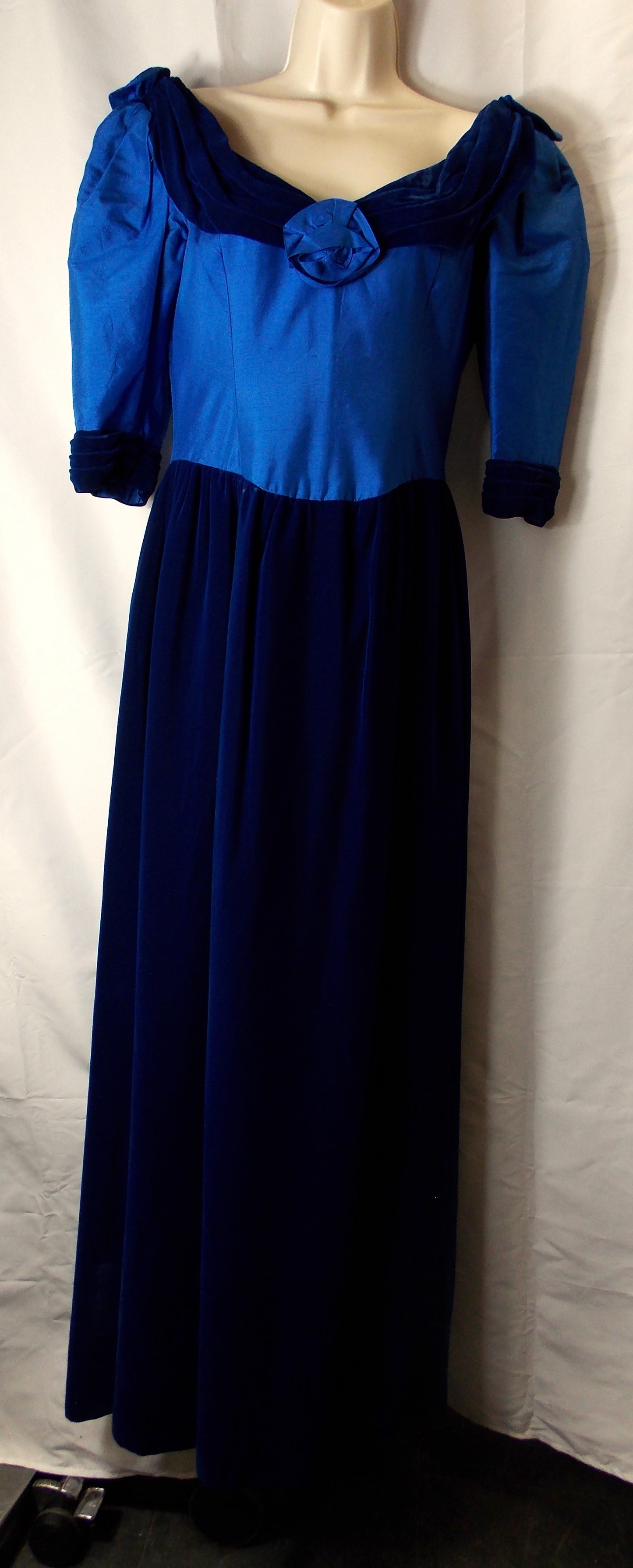 Stunning Vintage Blue Velvet Maxi Dress