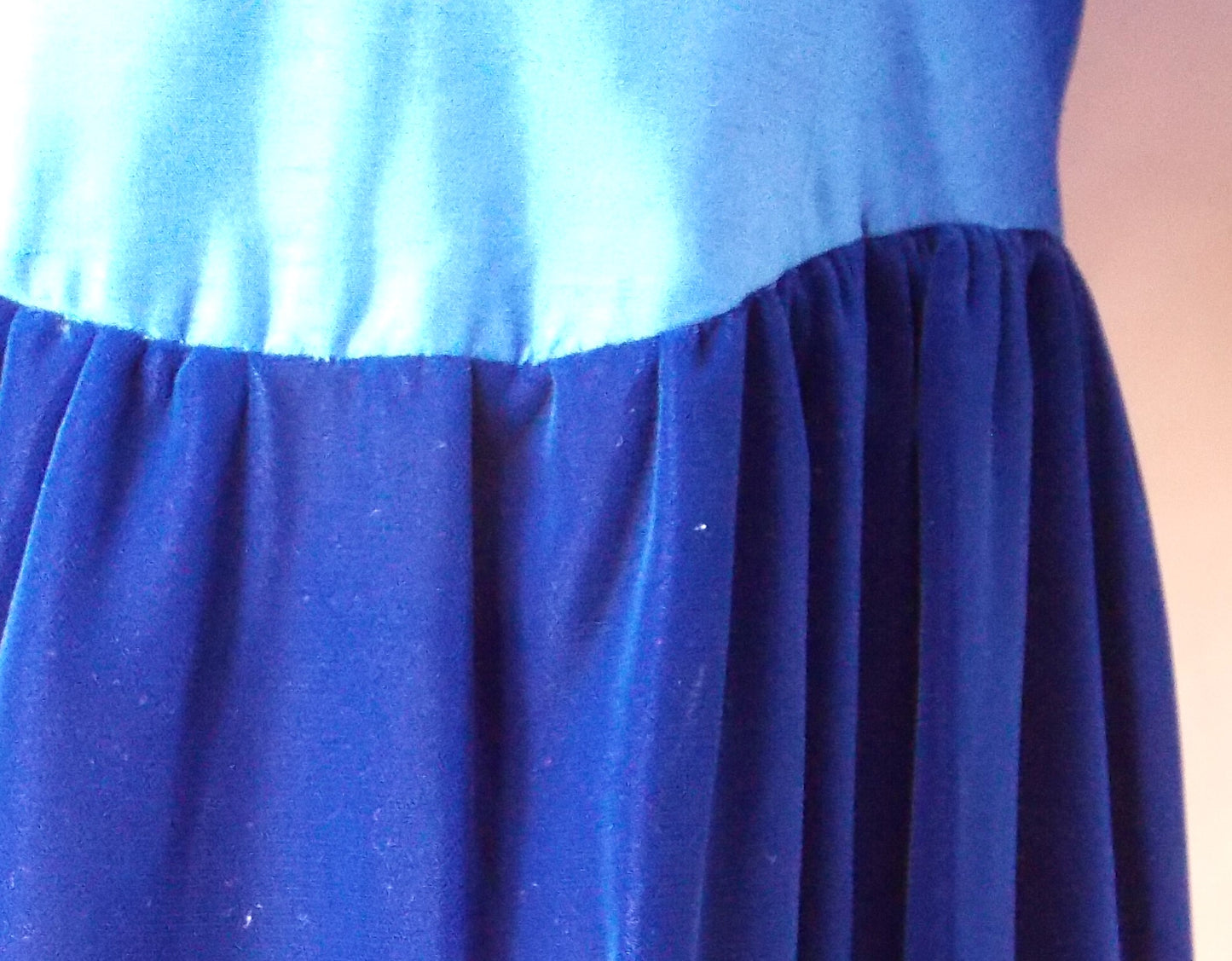 Stunning Vintage Blue Velvet Maxi Dress