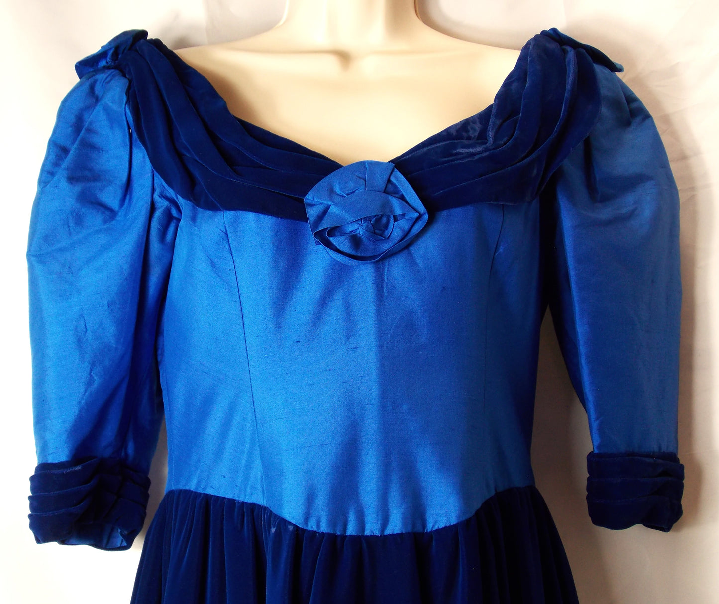 Stunning Vintage Blue Velvet Maxi Dress