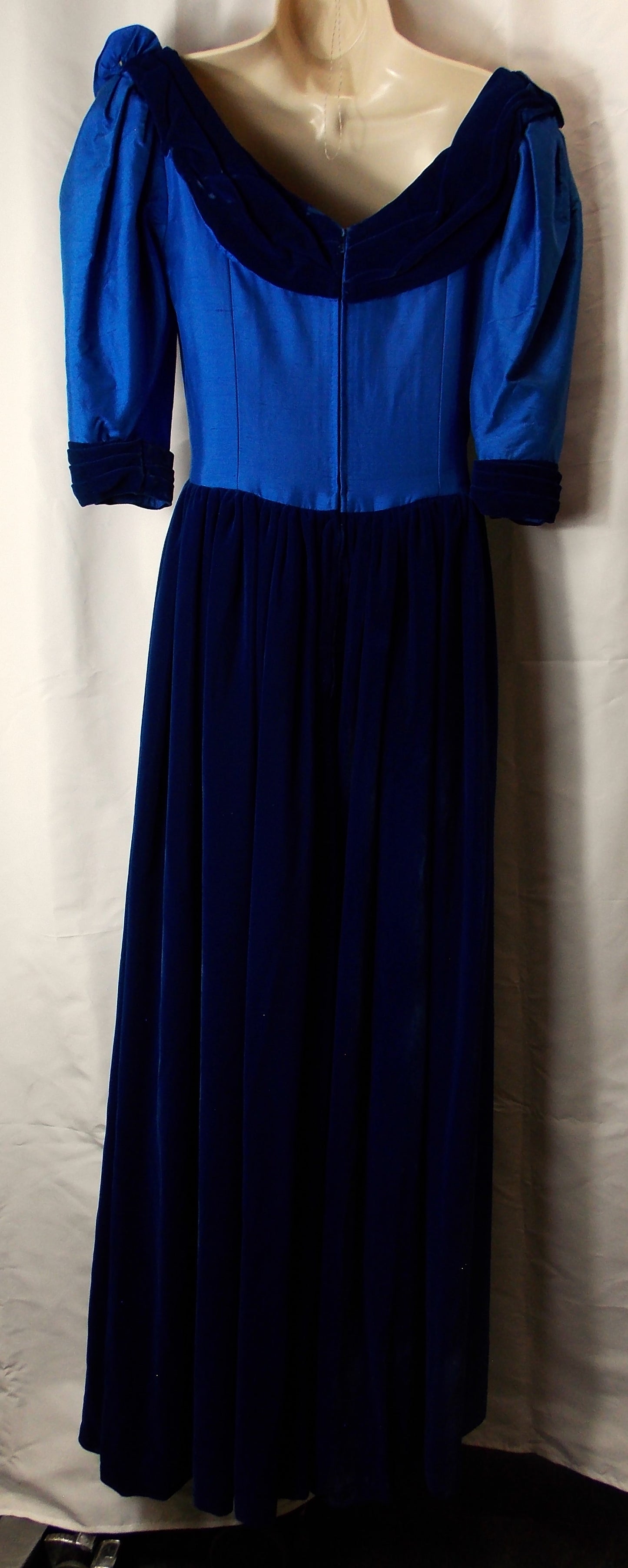 Stunning Vintage Blue Velvet Maxi Dress