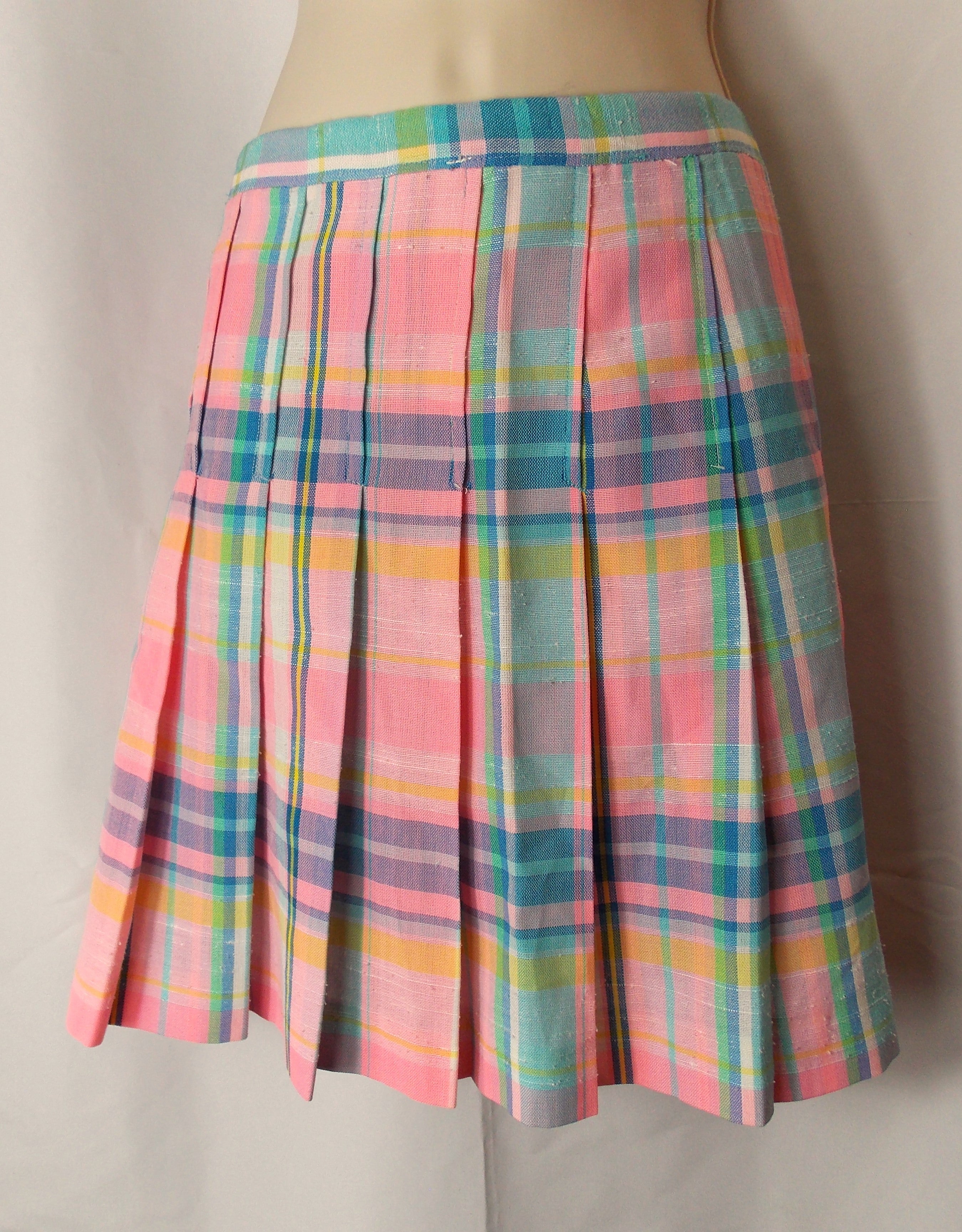 Pink plaid mini skirt Laura Lou Lou s Vintage and Retro Boutique