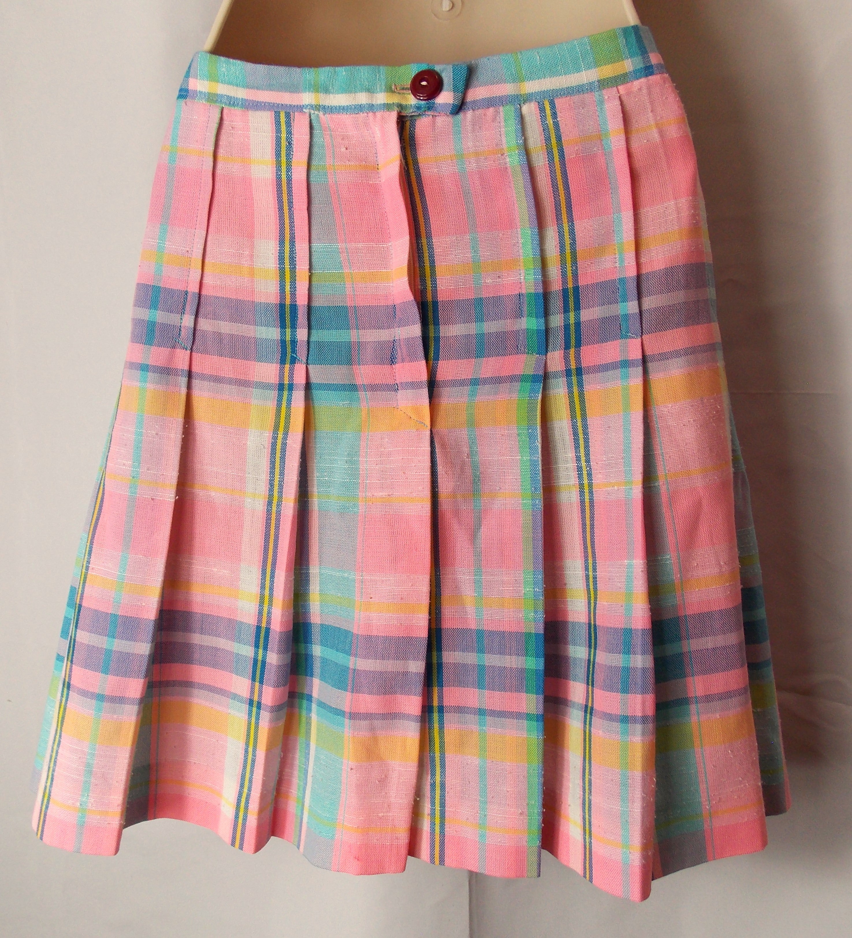 Pink plaid mini skirt Laura Lou Lou s Vintage and Retro Boutique