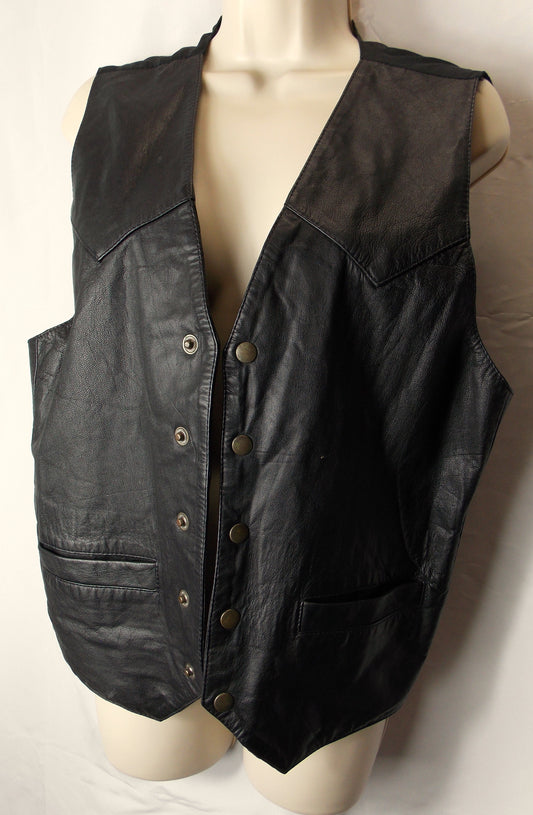 Gents Black leather waistcoat