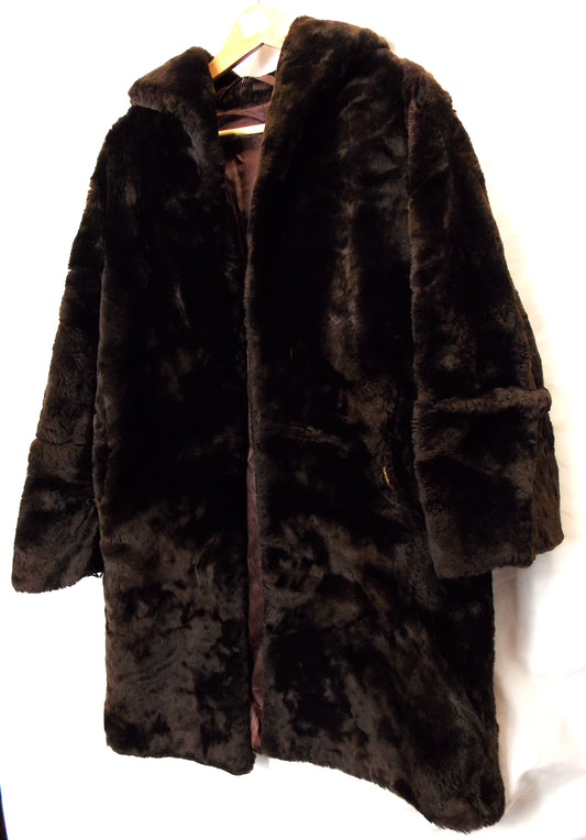 Vintage chocolate brown Beaverlamb fur coat